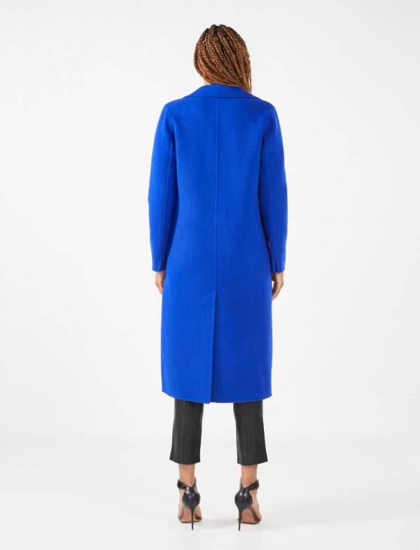 BCBG NOTCH COLLAR LONG COAT - ELECTRIC BLUE - Image 4