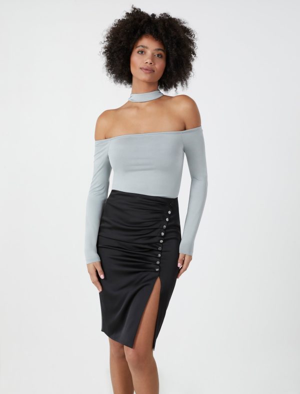 Bcbg Off-The-Shoulder Mock Neck Top