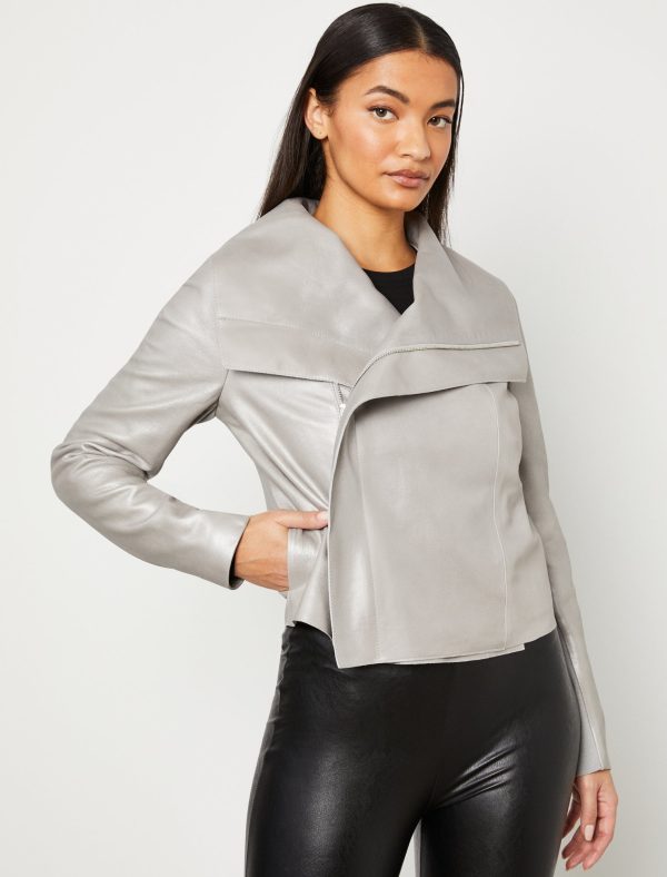 Bcbg Asymmetrical Leather Moto Jacket