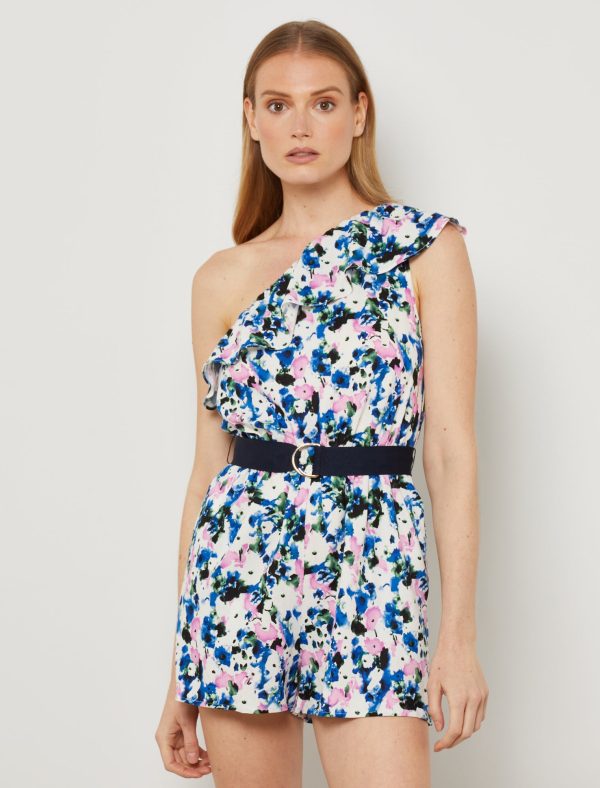 Bcbg One Shoulder Ruffle Romper - Image 2