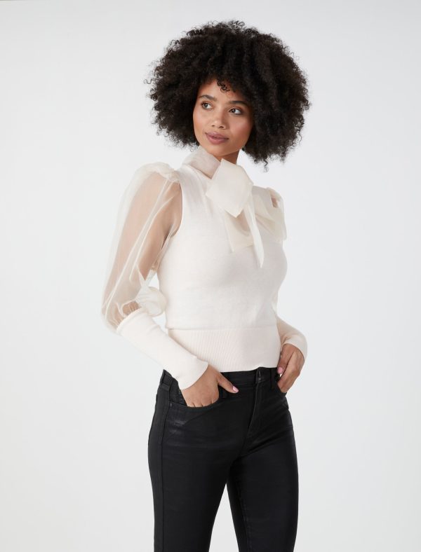 Bcbg Organza Puff Sleeve Bow Sweater - Image 13