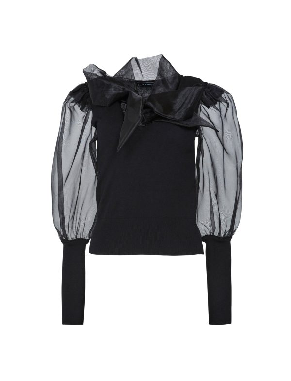 Bcbg Organza Puff Sleeve Bow Sweater - Image 26