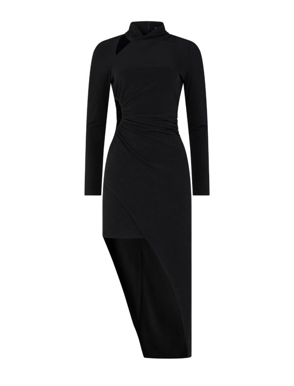 BCBG DRESS ADELINA ASYMMETRICAL CUTOUT DRESS - BLACK BEAUTY - Image 5