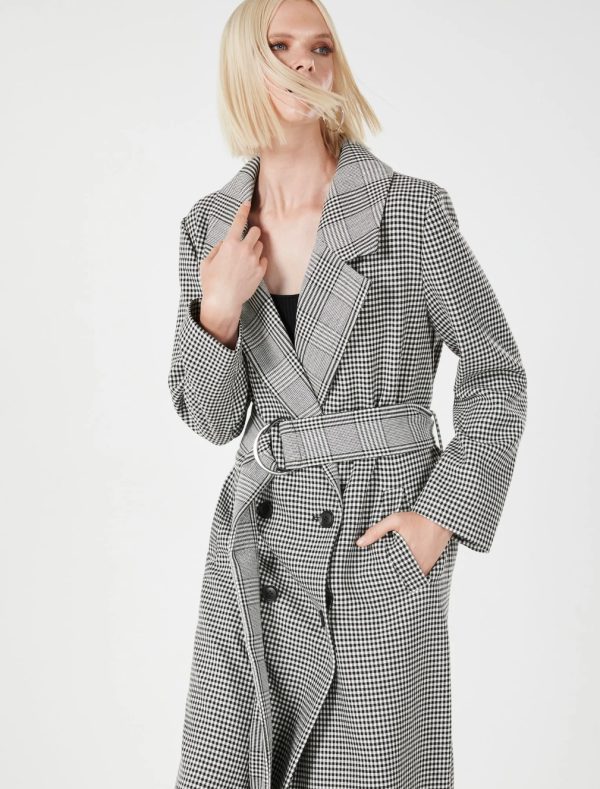 BCBG OVERSIZED DOUBLE-BREASTED MAXI COAT - DOUBLE FACE PLAID - Image 3