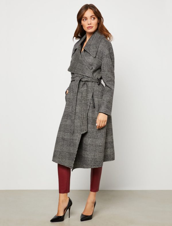 Bcbg Oversized Lapel Belted Wrap Coat