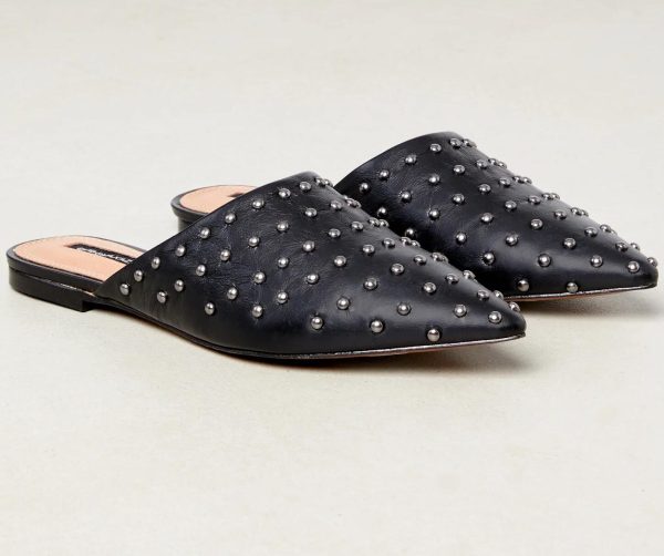 BCBG PALINO STUDDED MULE FLAT - BLACK