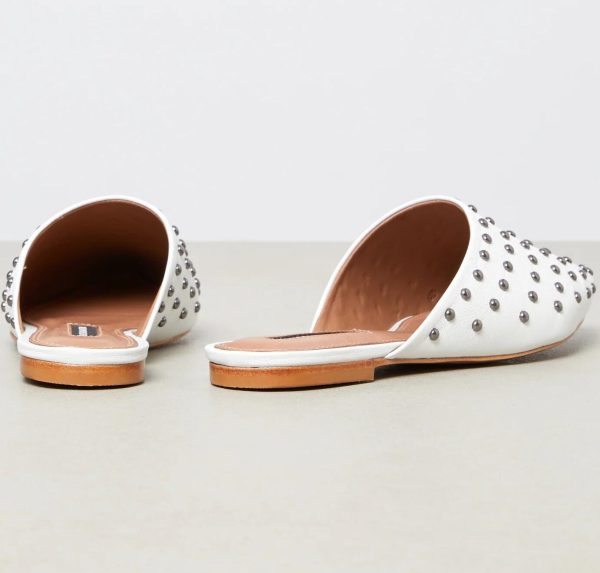 BCBG PALINO STUDDED MULE FLAT - WHITE - Image 2