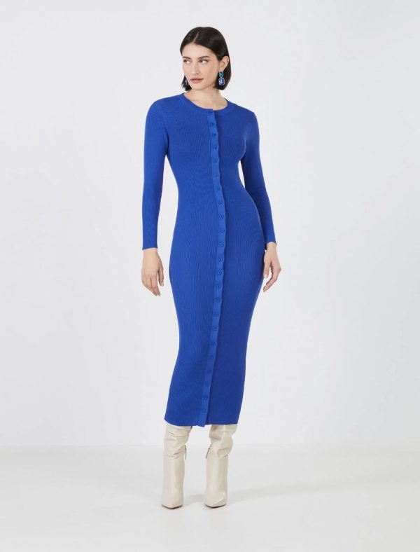 BCBG PAOLO OPEN BACK SWEATER DRESS - MAZARINE BLUE