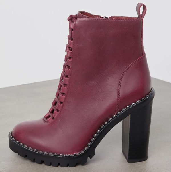 BCBG PARINA LACE-UP COMBAT BOOTIE BCBGENERATION - BORDEAUX - Image 3