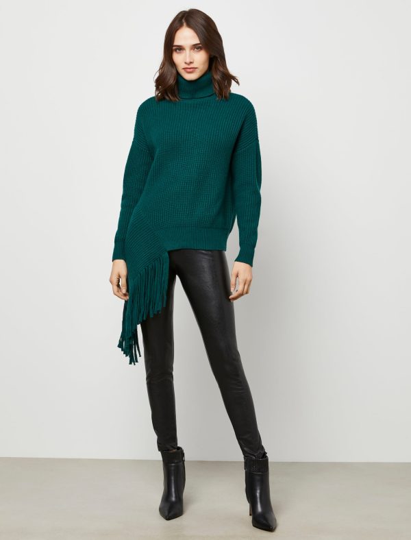 Bcbg Asymmetrical Turtleneck Fringe Sweater - Image 2