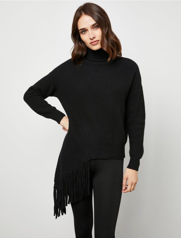 Bcbg Asymmetrical Turtleneck Fringe Sweater - Image 4