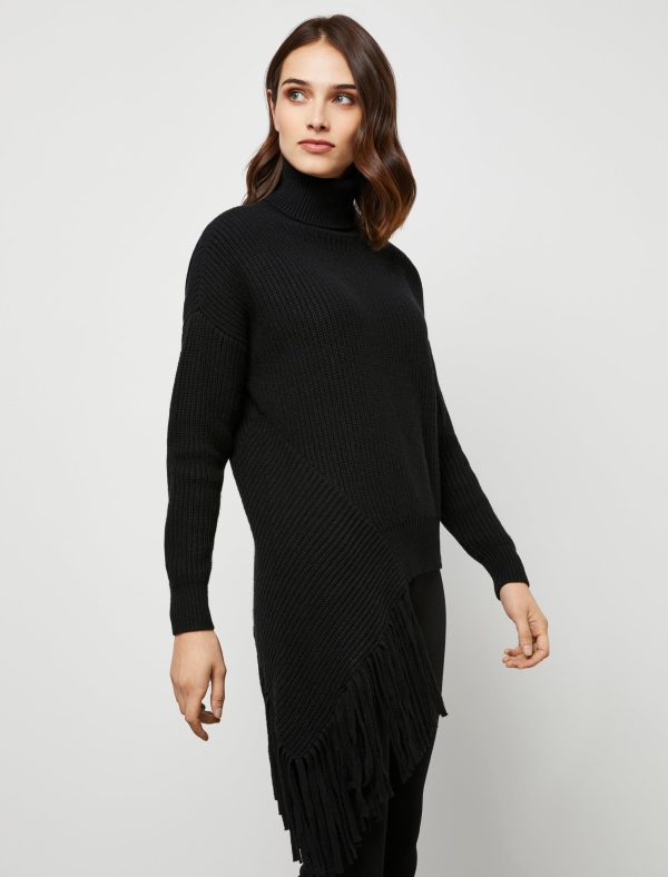 Bcbg Asymmetrical Turtleneck Fringe Sweater - Image 6