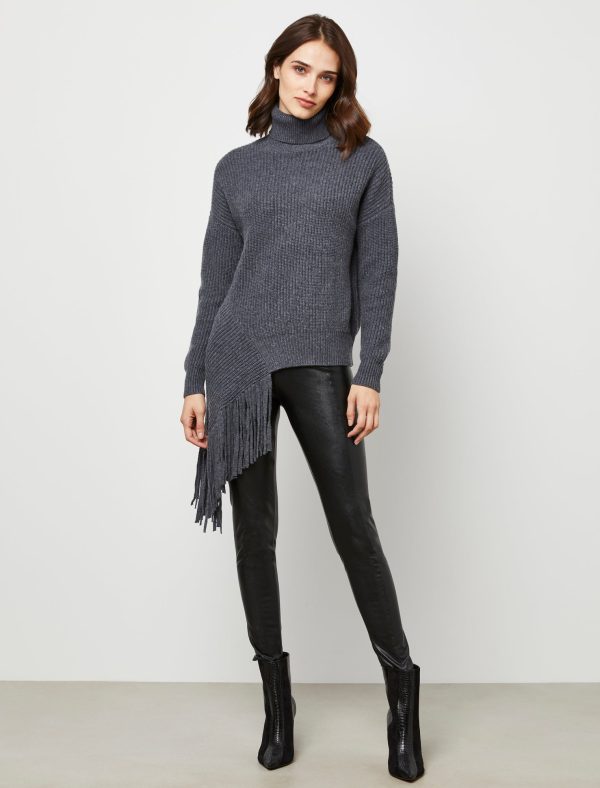 Bcbg Asymmetrical Turtleneck Fringe Sweater - Image 10