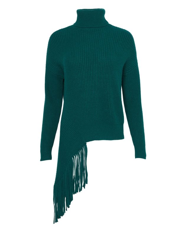 Bcbg Asymmetrical Turtleneck Fringe Sweater - Image 35