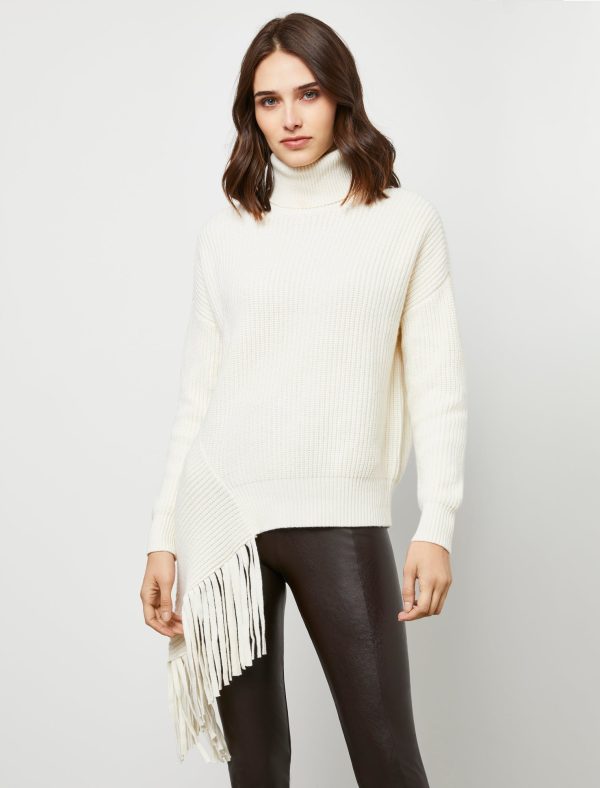 Bcbg Asymmetrical Turtleneck Fringe Sweater - Image 36