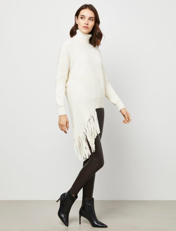 Bcbg Asymmetrical Turtleneck Fringe Sweater - Image 38