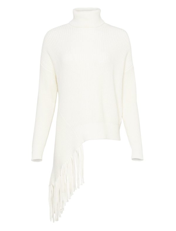 Bcbg Asymmetrical Turtleneck Fringe Sweater - Image 40