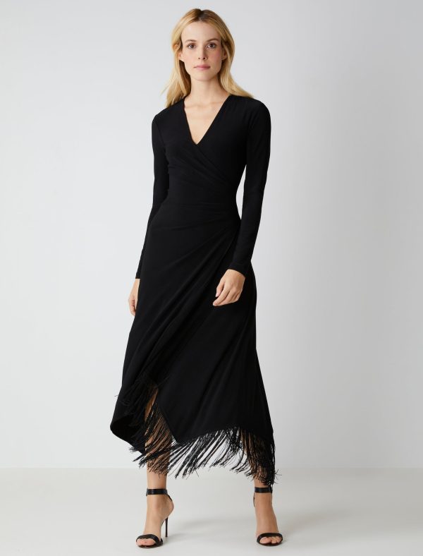 Bcbg Piper Faux Wrap Fringe Dress