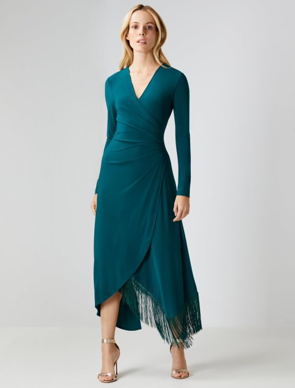 Bcbg Piper Faux Wrap Fringe Dress