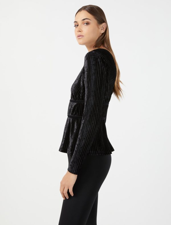 Bcbg Pleated Velvet Peplum Top - Image 3