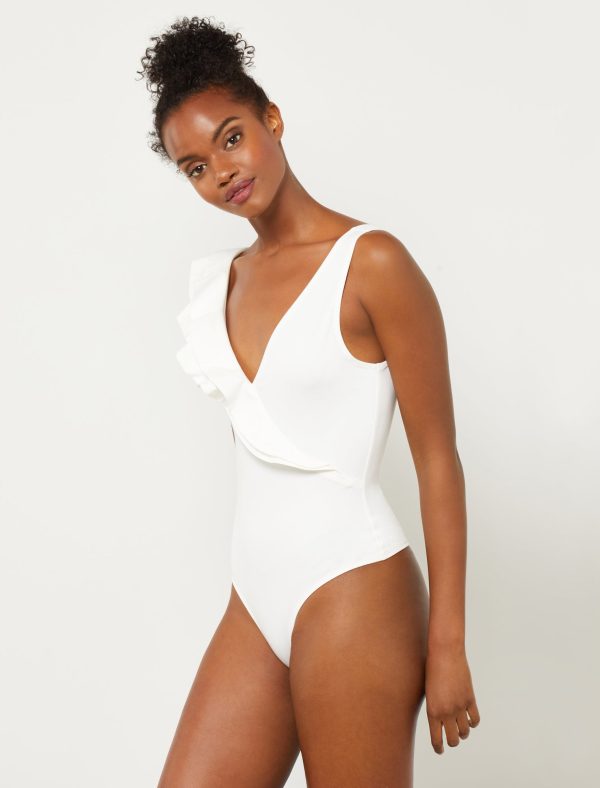 Bcbg Plunging One Shoulder Ruffle Bodysuit - Image 19