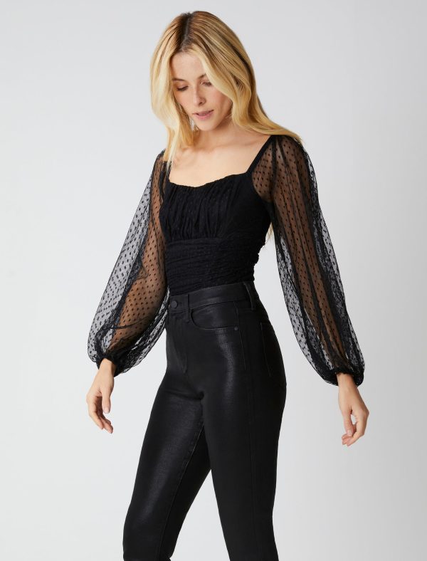 Bcbg Point D'Esprit Sheer Sleeve Bodysuit - Image 3