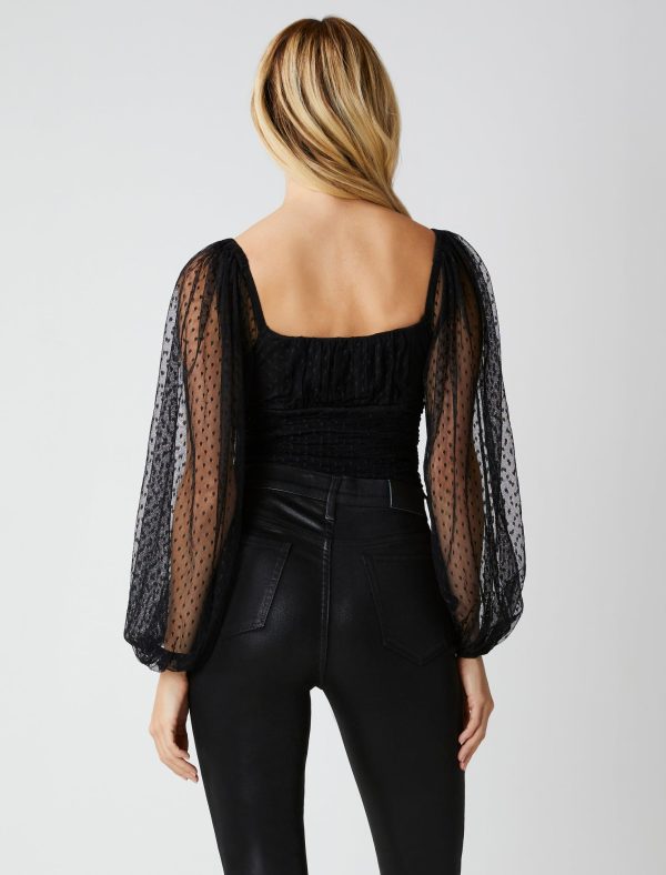 Bcbg Point D'Esprit Sheer Sleeve Bodysuit - Image 4