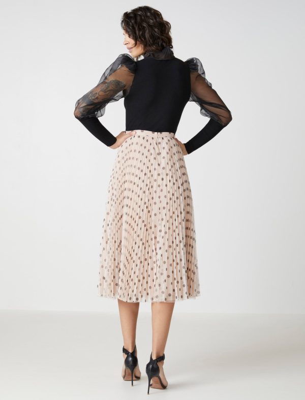 Bcbg Polka Dot Pleated Midi Skirt - Image 2