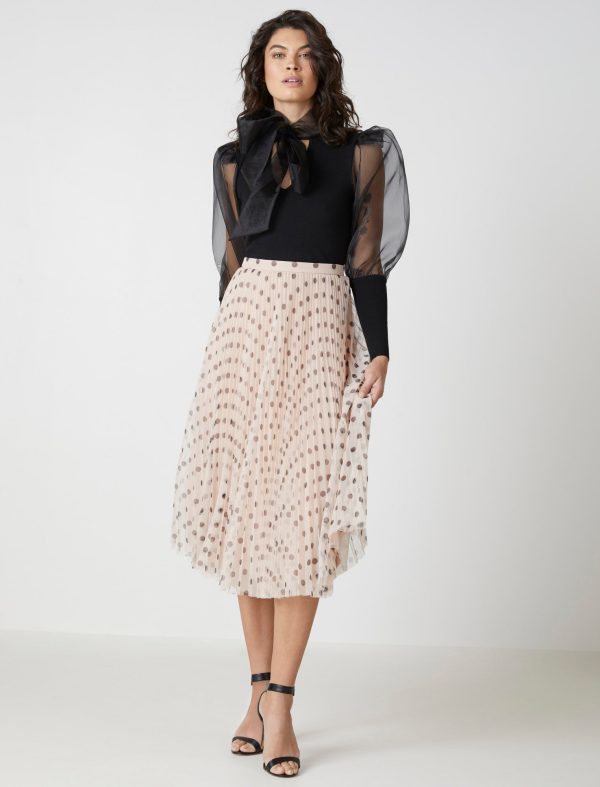 Bcbg Polka Dot Pleated Midi Skirt - Image 13