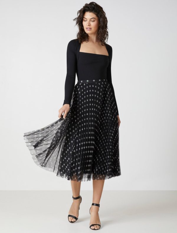 Bcbg Polka Dot Pleated Midi Skirt - Image 20