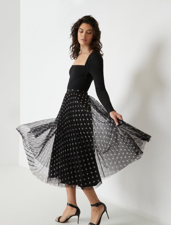 Bcbg Polka Dot Pleated Midi Skirt - Image 21