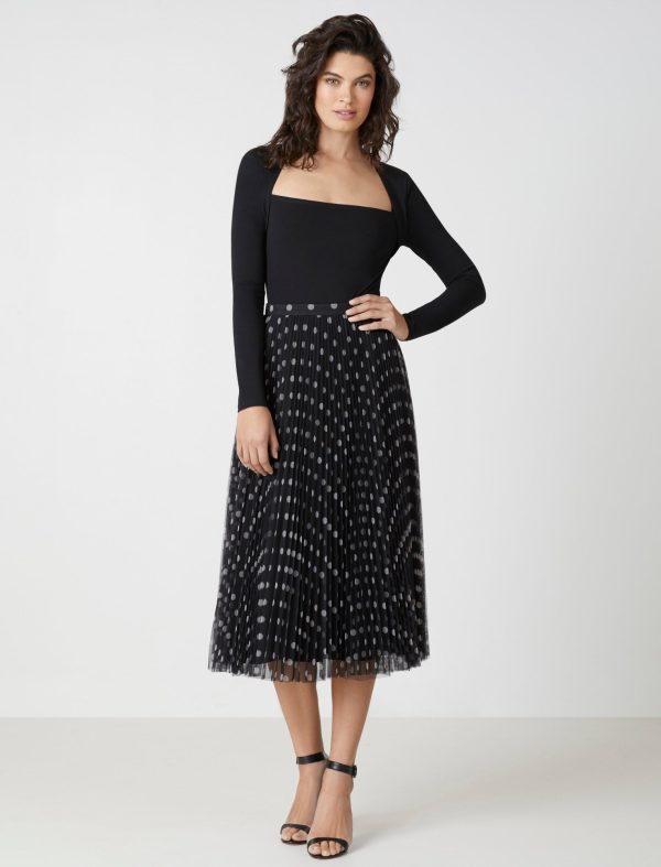 Bcbg Polka Dot Pleated Midi Skirt - Image 25