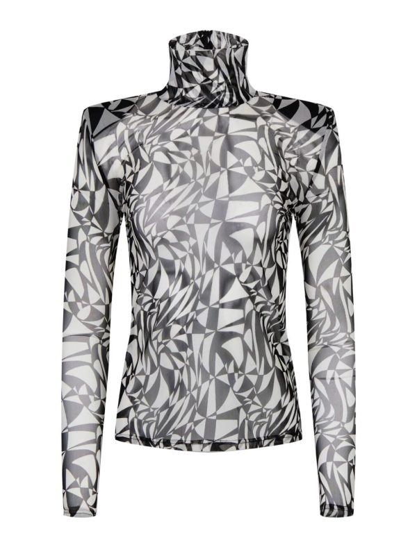 BCBG PRIMAVERA TURTLENECK TOP - BLACK/WHITE COMBO - Image 5