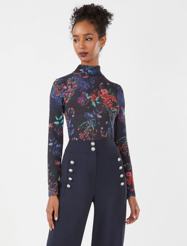 Bcbg Printed Turtleneck Top