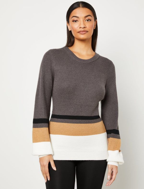 Bcbg Puff Sleeve Colorblock Sweater