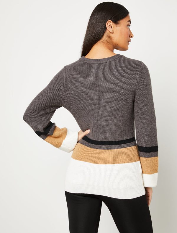 Bcbg Puff Sleeve Colorblock Sweater - Image 4