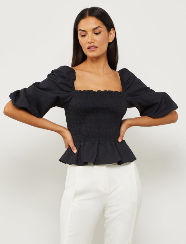 Bcbg Puff Sleeve Peplum Top