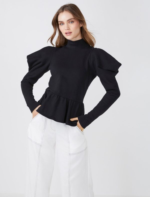 Bcbg Puff Sleeve Peplum Top