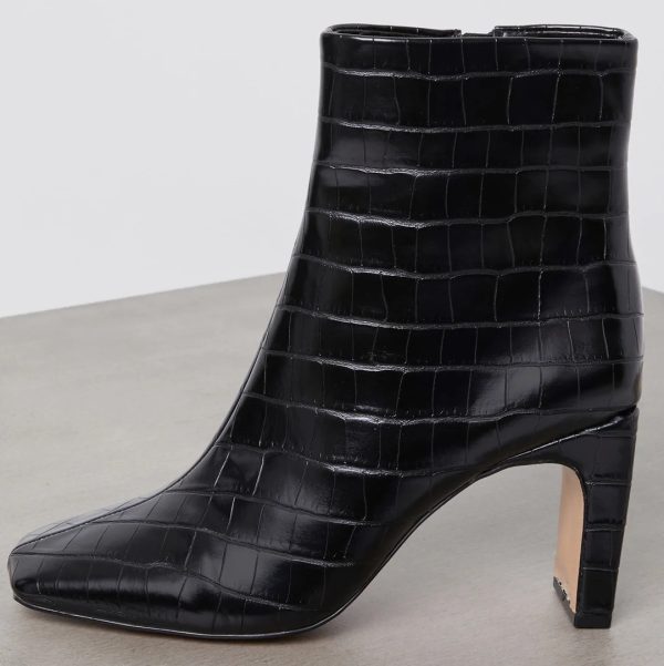 BCBG RANSI BLOCK HEEL EMBOSSED BOOTIE BCBGENERATION - BLACK CROC - Image 3