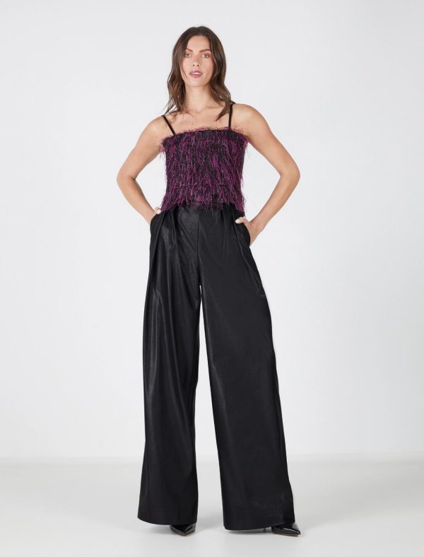 BCBG RENATA FAUX LEATHER PANT - BLACK BEAUTY - Image 2