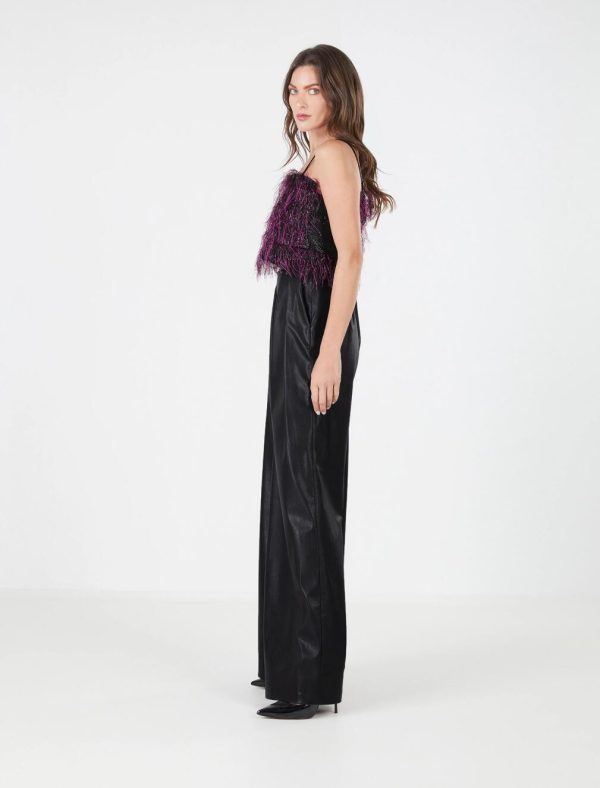 BCBG RENATA FAUX LEATHER PANT - BLACK BEAUTY - Image 3