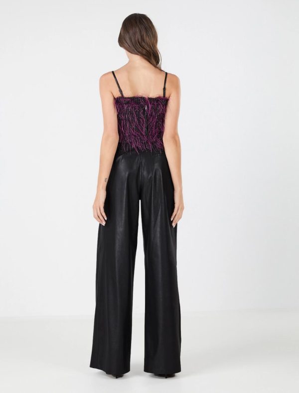 BCBG RENATA FAUX LEATHER PANT - BLACK BEAUTY - Image 4