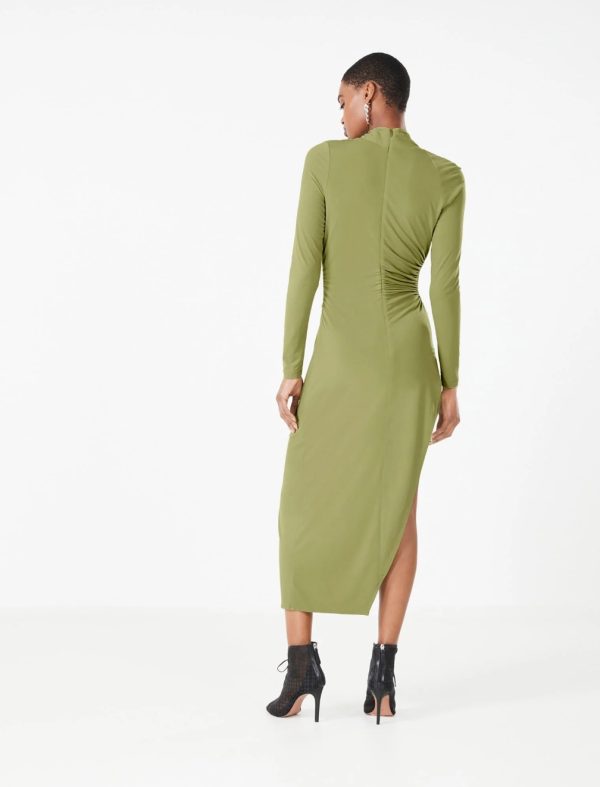 BCBG DRESSSES ADELINA ASYMMETRICAL CUTOUT DRESS - OLIVE DRAB - Image 3