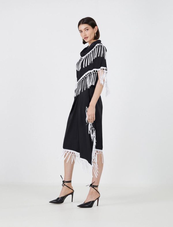 BCBG RENZO DRAPED FRINGE SKIRT - BLACK BEAUTY - Image 3