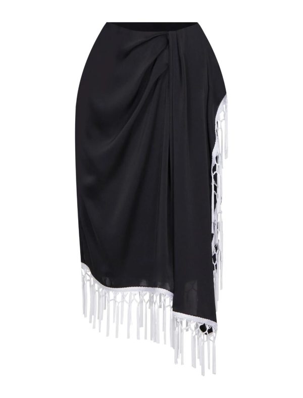 BCBG RENZO DRAPED FRINGE SKIRT - BLACK BEAUTY - Image 6