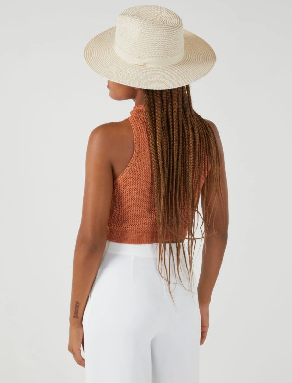 BCBG RIBBON BAND STRAW FEDORA - NATURAL - Image 2