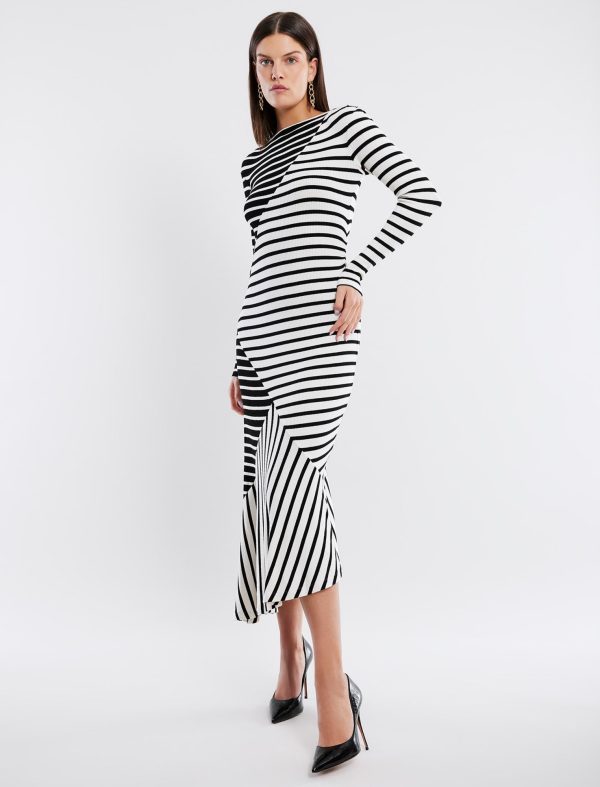 BCBG RISETTE LONG SLEEVE DRESS - BLACK COMBO - Image 3