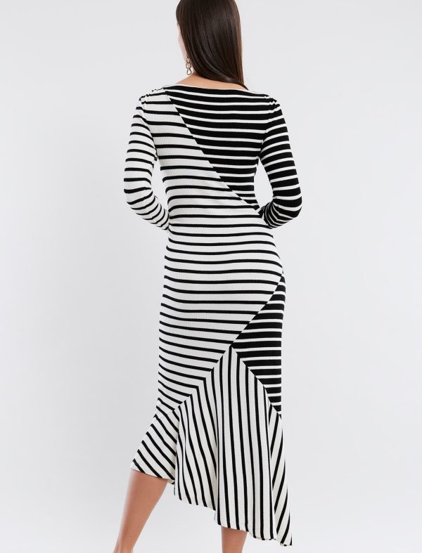 BCBG RISETTE LONG SLEEVE DRESS - BLACK COMBO - Image 4