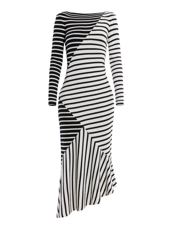 BCBG RISETTE LONG SLEEVE DRESS - BLACK COMBO - Image 6