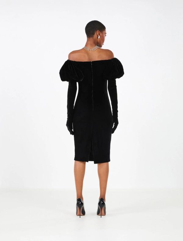 BCBG ROCCO VELVET GLOVED EVENING DRESS - BLACK BEAUTY - Image 3